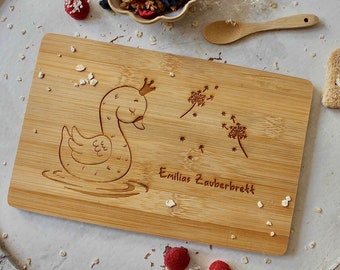 Tabla de desayuno para niños, grabado personalizado, tabla de madera con grabado, regalo de Navidad, regalo de bebé, cisne, princesa