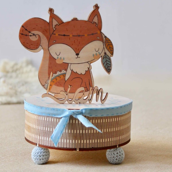 Spieluhr Fuchs, Boho, Baby Spieluhr, Kinderzimmer Deko, 1 Geburtstag Junge,Baby Geschenk, its a boy, Fuchs, Spieldose,