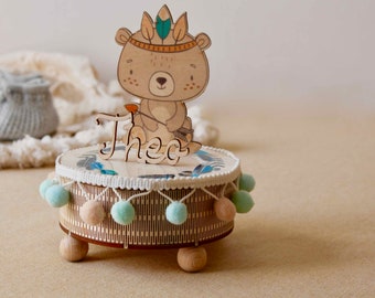 Music box bear, personalized music box, baby gift boy, Indian, music box, christening gift, gift boy, gift for birth