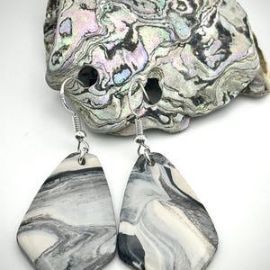 Black and White Marbled Dangle Earrings