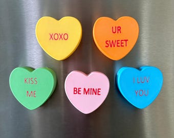 3D Printed Valentine's Day Sweetheart Fridge Magnets (set of 5)
