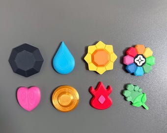 3D Printed Kanto Badge Refrigerator Magnets (set of 8)