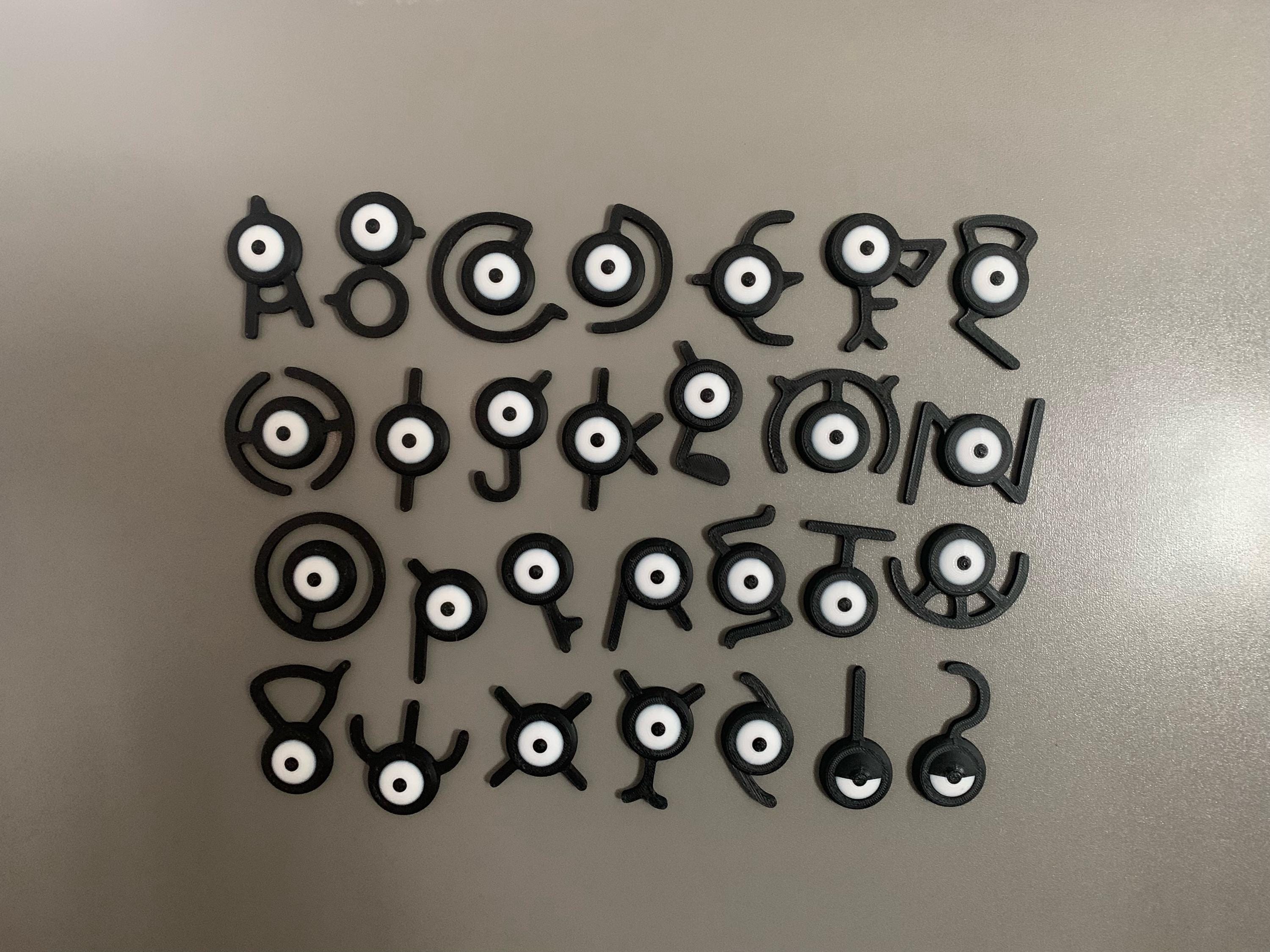 3D Printed Pokémon Unown Alphabet Fridge Magnets