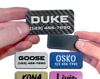 Custom Faux Leather Name Patch for Dog Cat Harness, Collar, Backpack