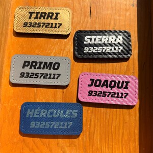 Custom Faux Leather Name Patch for Dog Cat Harness, Collar, Backpack image 3
