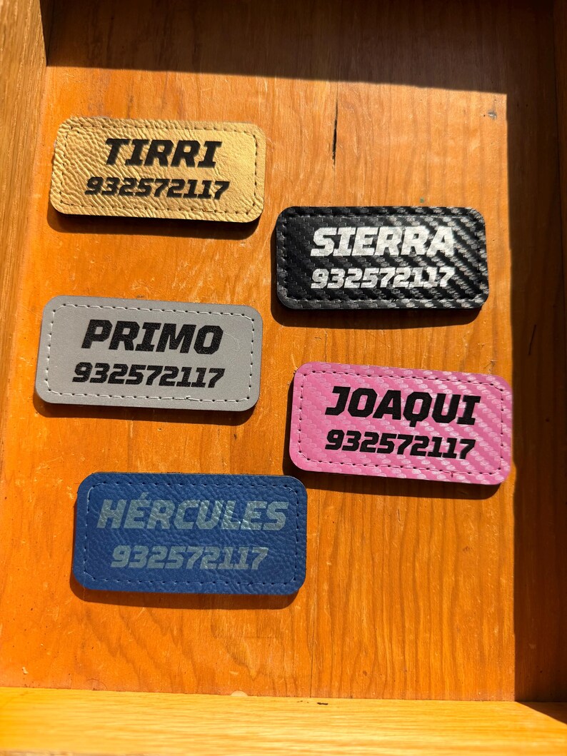 Custom Faux Leather Name Patch for Dog Cat Harness, Collar, Backpack image 3