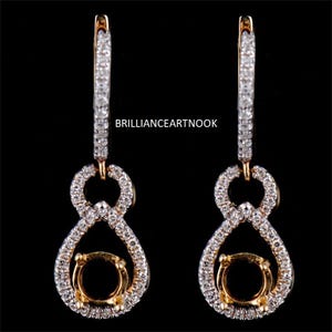 Sterling Silver Earring Semi Mount: 5mm Round, Lab Grown Diamonds
