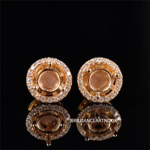 Halo Sterling Silver Earring Semi-Set: 5x5mm Round Cut, Lab Grown Diamonds