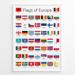 Bandeiras da Europa Cartaz, Material Educacional, Imprimível, PDF