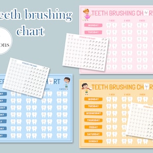 Monthly Brushing Checklist, Toothbrush Schedule, Kids Routine, Printable Brushing Teeth Chart