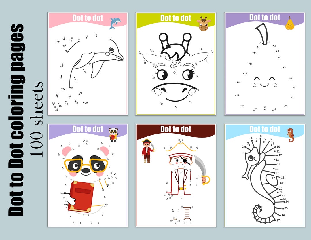Dot to Dot Printable Pages for Kids Boys and Girls, 100 Pages, Connect ...