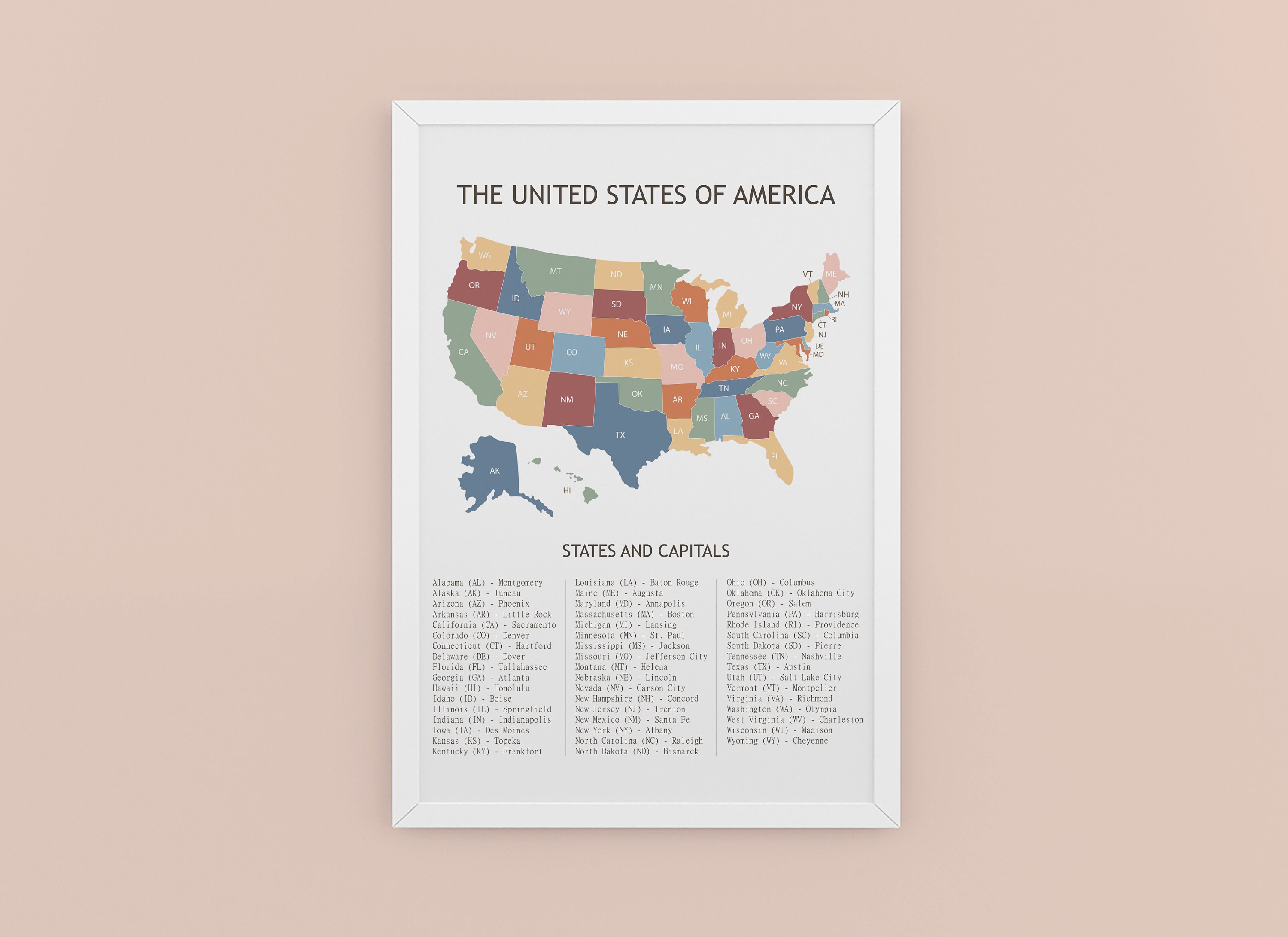 United States Map Print US Map Capitals Wall Art US Map Poster USA Il Fullxfull.5472294536 Bj5u 