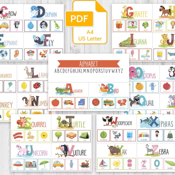 Alphabet sortieren Aktivität, Lernmaterial, druckbare PDF, Matching-Spiel, digitaler Download, Homeschool, Kindergarten