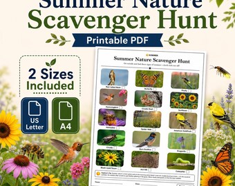 Summer Nature Scavenger Hunt – Printable Activity Sheet (US Letter, A4)