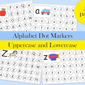 Marcadores de puntos del alfabeto, Alfabeto Dab It, Reconocimiento de letras, Veo alfabeto, Veo hoja de trabajo de letras, Hoja de trabajo preescolar, Imprimible preescolar