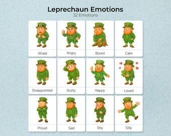 Leprechaun Emotions Flashcards, St. Patrick's Day SEL Printable (PDF)
