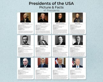 Presidents of the USA Montessori Cards: Facts & Picture (PDF)
