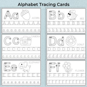 Kindergarten Alphabet Tracing Pack, 26 ABC Phonics Tracing Cards, PDF