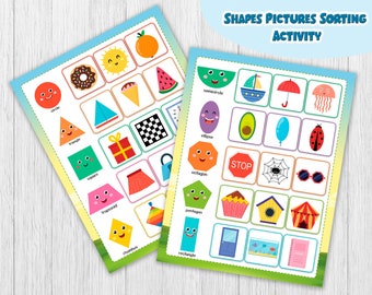 Shape Matching Activity: Shapes Pictures Sorting Printable (Toddler Activity)