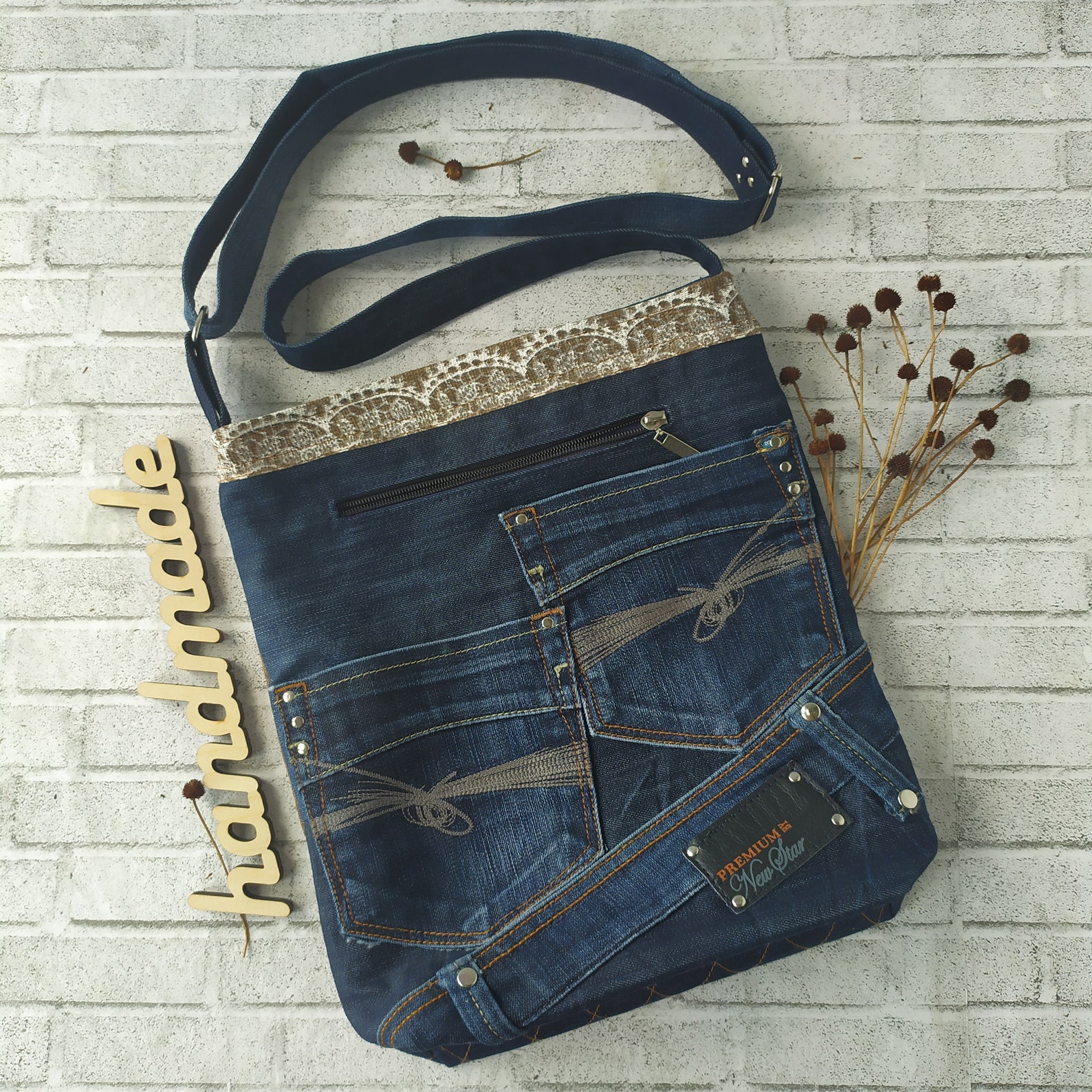 Сute crossbody bag handmade denim cute messenger bag Etsy