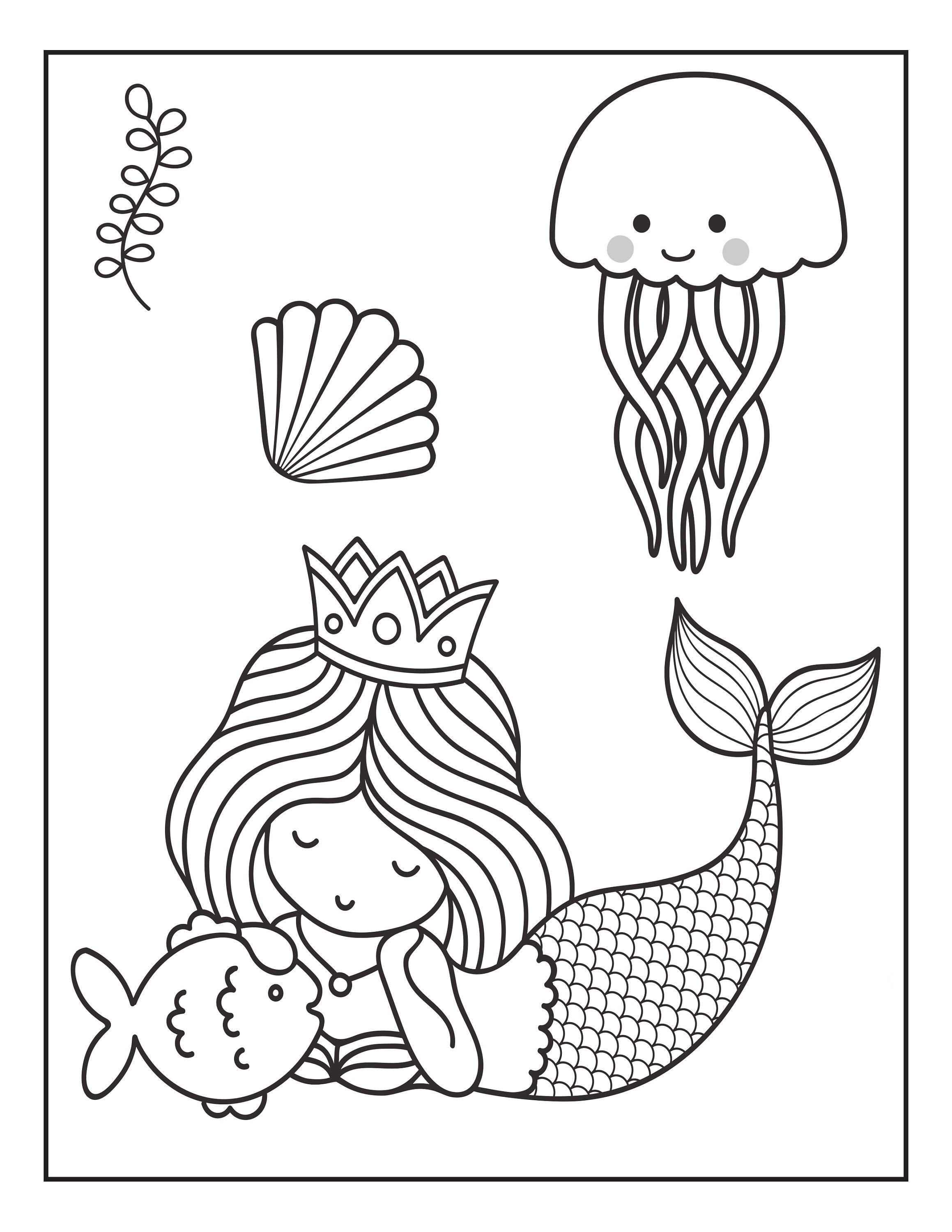 Mermaid Coloring Pages 12 Printable Mermaid Coloring Pages | Etsy