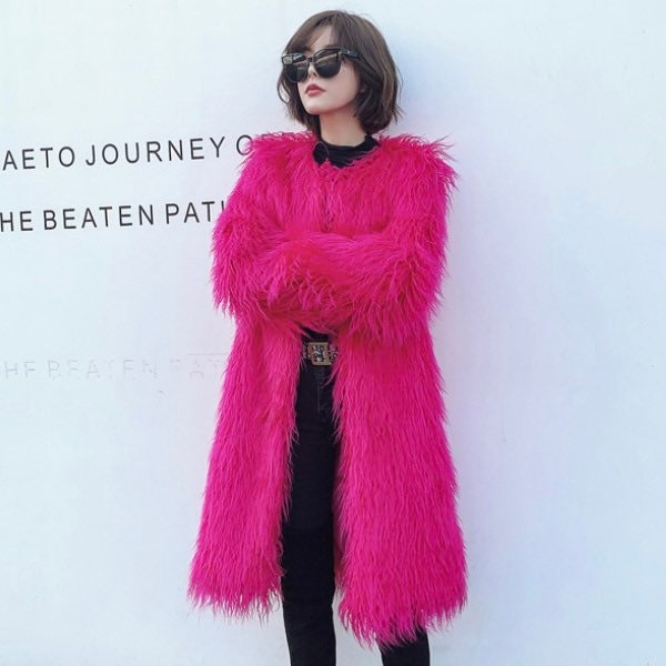 Shaggy Faux Fur Coat - Etsy Canada