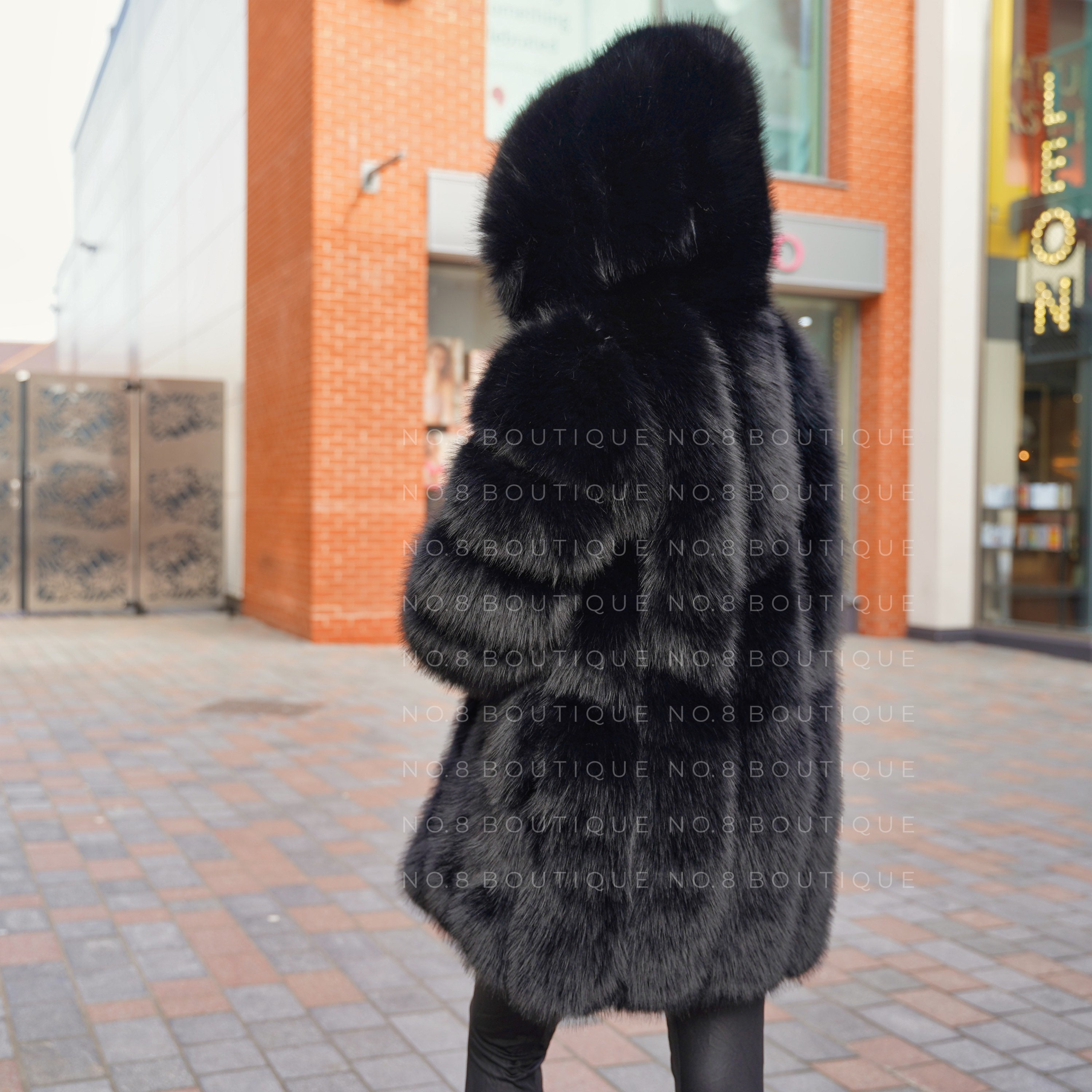 Vienna Long Straight Row Faux Fur Coat -  Denmark