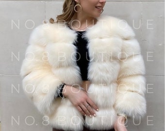 Cream Faux Fur Coat - Etsy UK