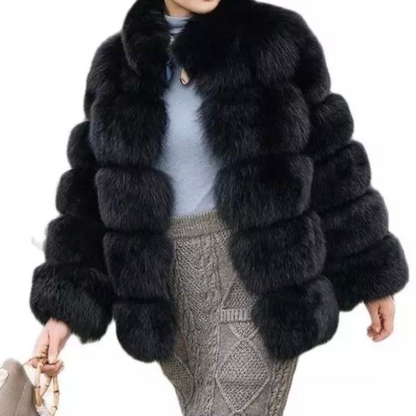 collared faux fur coat