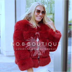 Burgundy faux fur coat hotsell uk