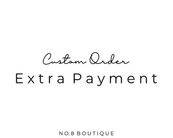 Additional payment for custom orders as agreed by buyer & seller. These cannot be purchased without prior consultation with us and agreement