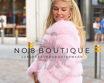 Candy Pink Faux Fur Classic 5 Row Jacket - Custom Shade