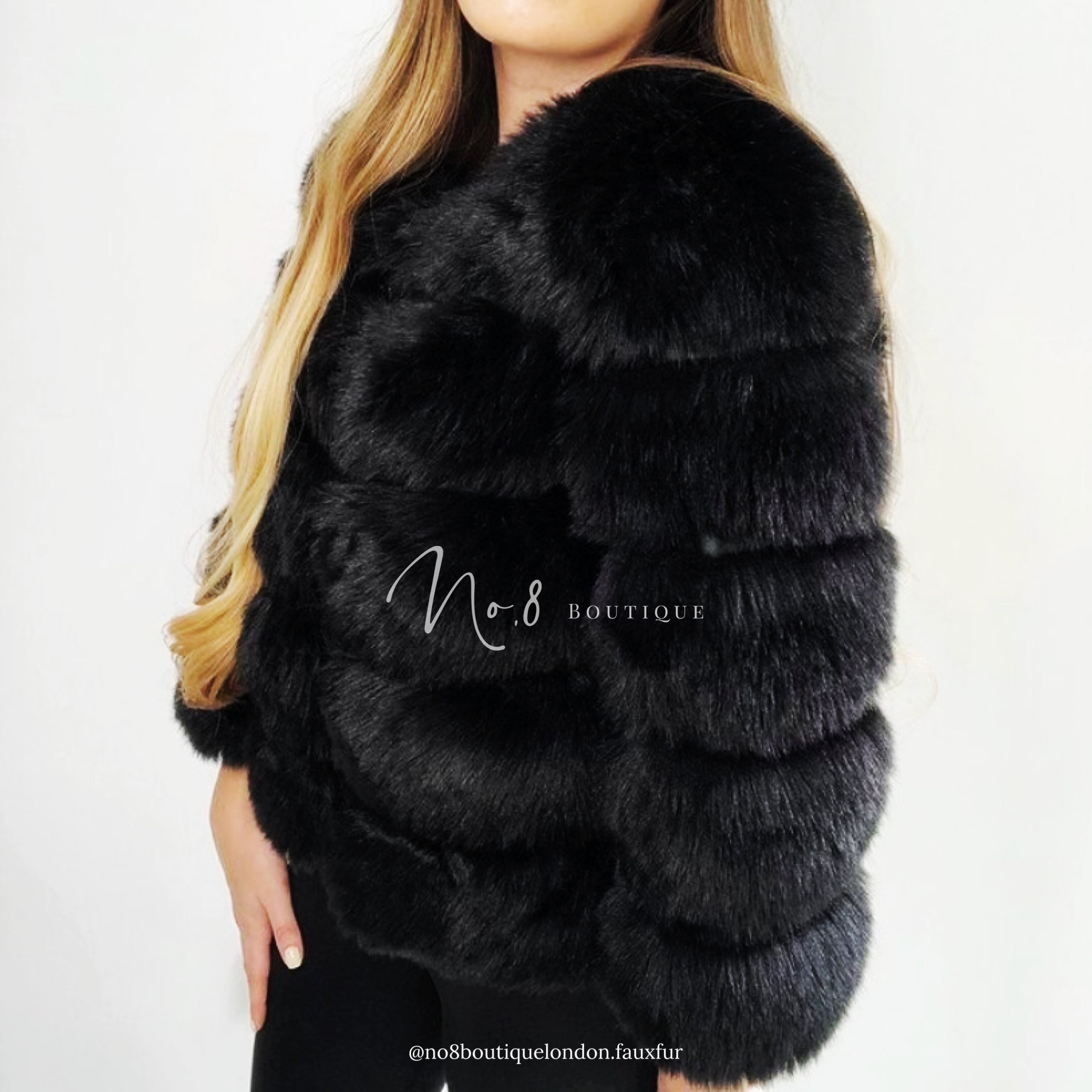 Black Faux Fur Classic 5 Row Jacket - Etsy