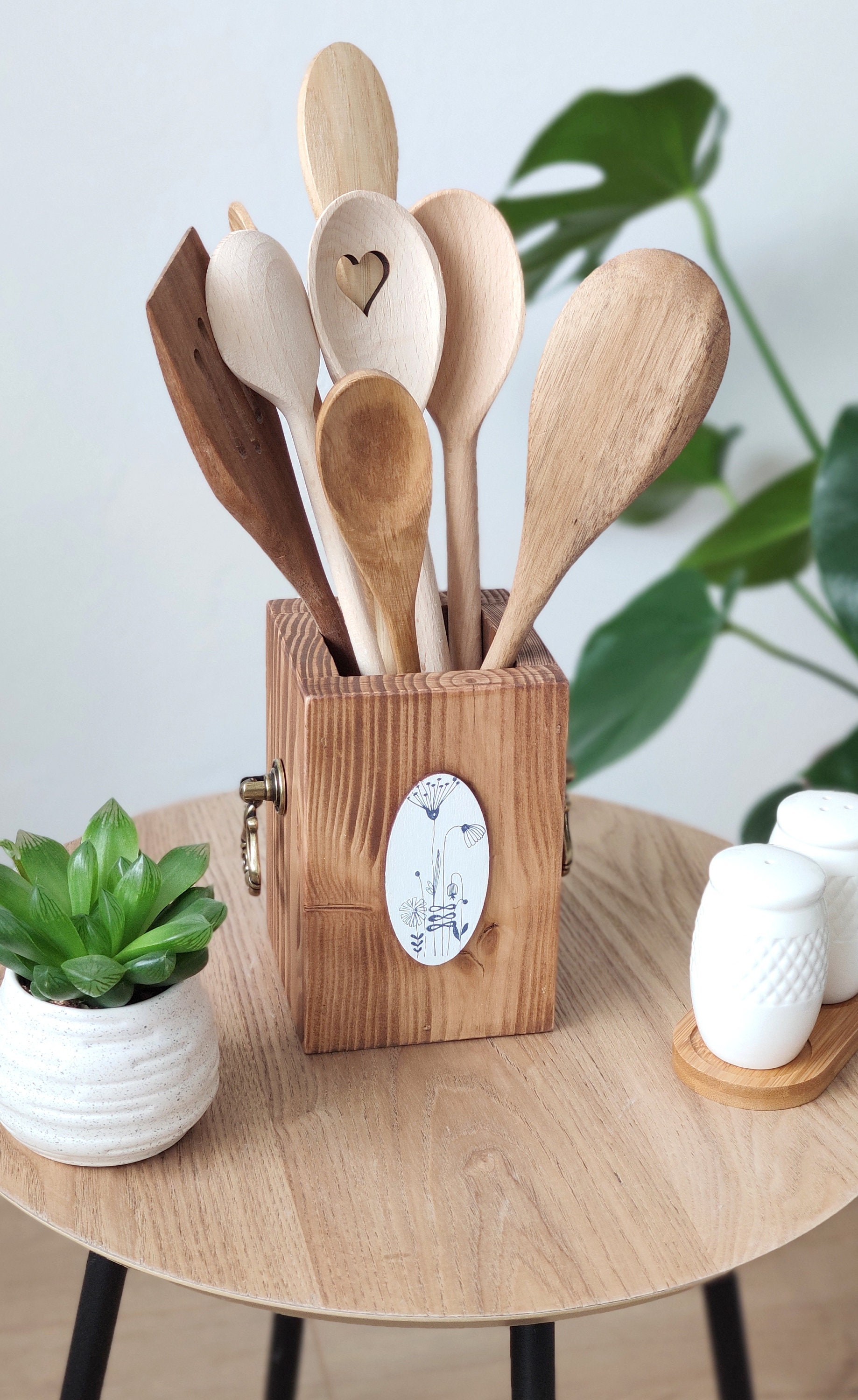 Wooden spoon holder Etsy