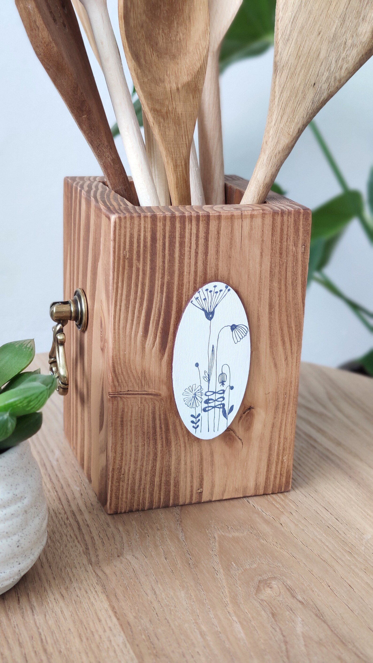 Wooden spoon holder Etsy