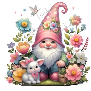 spring gnome, spring floral gnomes, gnome clipart, Gnome png, Gnome Sublimation, 1 PNG file, Digital Download