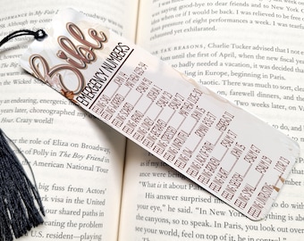 Bible Emergency Number, Bible Bookmark, Christian Bookmark, Scripture Bookmark, Bible verse number, Faith Bookmark, Physical bookmark