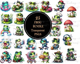 Frog Bundle, Frog Sublimation, Cute Frog PNG, Frog Download, Cute Frogs, Watercolor Frog, Frog Clipart, Frog and Mushroom, Commercial Use