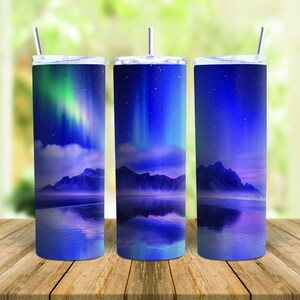 northern lights Tumbler Design, 20oz Skinny tumbler wrap, aurora borealis Sublimation, northern lights Tumbler Wrap, Instant Download