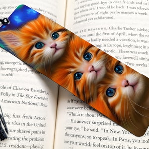 orange cat bookmark, cat bookmark, tassel bookmark