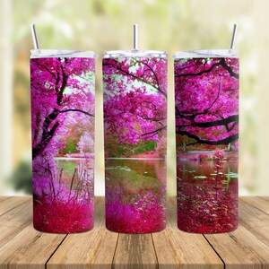 cherry blossom Tumbler Design, 20oz Skinny tumbler wrap, cherry blossom Sublimation Design, cherry blossom Tumbler Wrap, Instant Download,