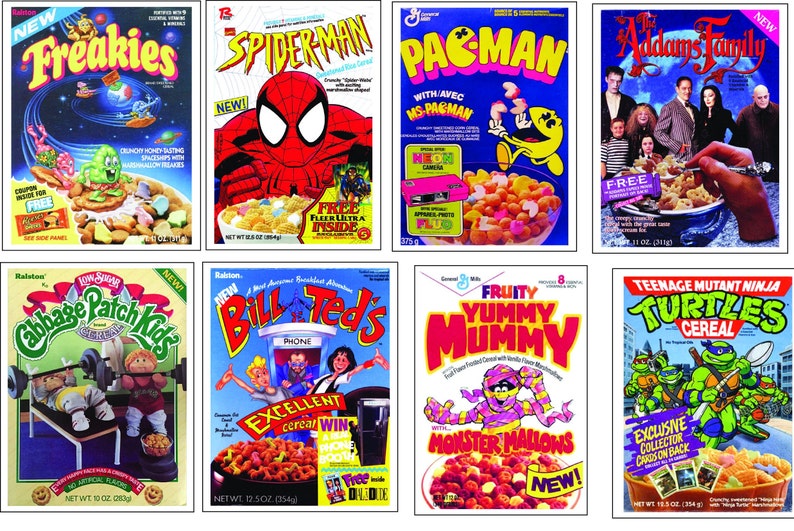 Cereal Magnets, vintage cereal, Retro Magnets, Fun Magnets, Magnets for Fridge, Retro 80s Cereal, Retro Thin Fridge Magnets, image 1