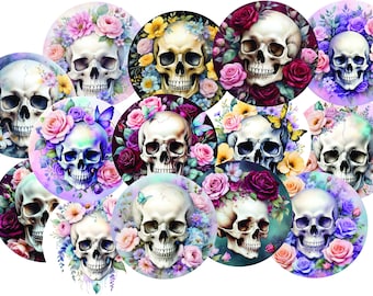 Pacchetto teschio, sublimazione teschio, teschio e rose, sublimazione rotonda, deodorante per ambienti png, portachiavi rotondo png, sottobicchiere per auto png, pacchetto png rotondo