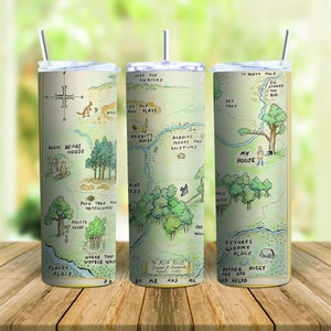 100 Acre Wood Map, Classic Winnie the Pooh Tumbler wrap, Sublimation Design, Instant Download, 20 oz Skinny Tumbler design, printable design