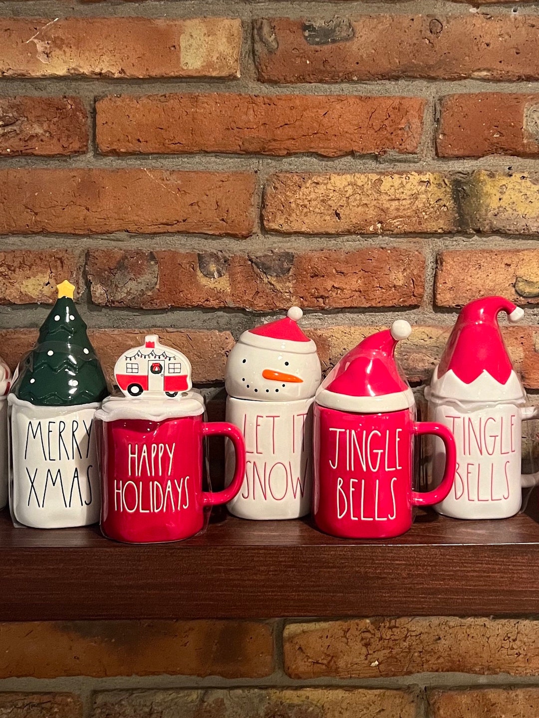 Rae Dunn Holiday Christmas Mugs With Toppers Etsy