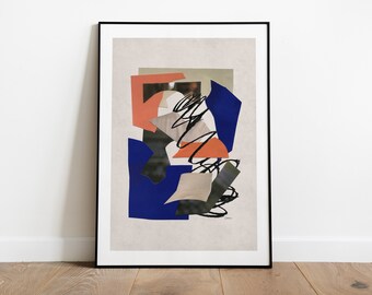 Art Print - Moderne Abstracte Collage #1 | Wanddecoratie, poster, geometrische, hedendaagse, abstracte vormen