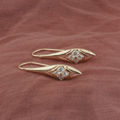 For Mothers' Day Gift / Wedding Gift/Hook Wedding Earrings, Everyday Wearing Diamond shops Earrings, 14K Rose Gold Plated Drop Earrings