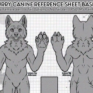 Furry Canine Wolf Referenzblatt Basis Lineart