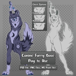 Furry Canine Wolf Anthro Base Lineart - Stretch