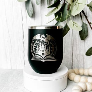 Etched Dragon Wine Tumbler: Bookish Romantasy Gift, Fantasy Book Engraved Tumbler image 2